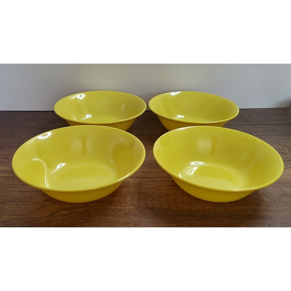 Set Of 4 Vintage Texas Ware Melamine 5 3/8" Yellow Bowls A6
